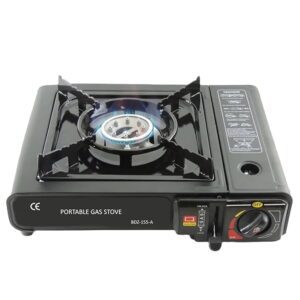 Camping Portable Gas Stove Use With Dual Mode LPG Cylinder And Butane Gas Can,gas Chulha For Outdoor Travel Stove, tracking (Black)