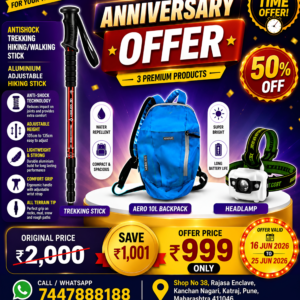 Anniversary Offer | Trekking Pole + Aero 10L Backpack + Headlamp Combo at ₹999
